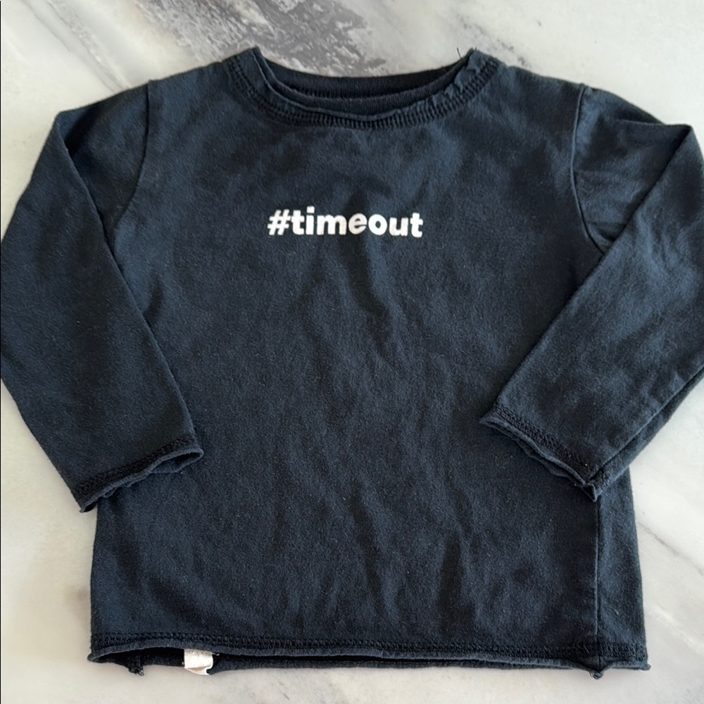 MINI MIOCHE Black Kids Shirt with #timeout Print